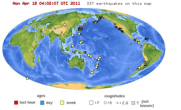 recent earthquakes map. The earthquake map below is